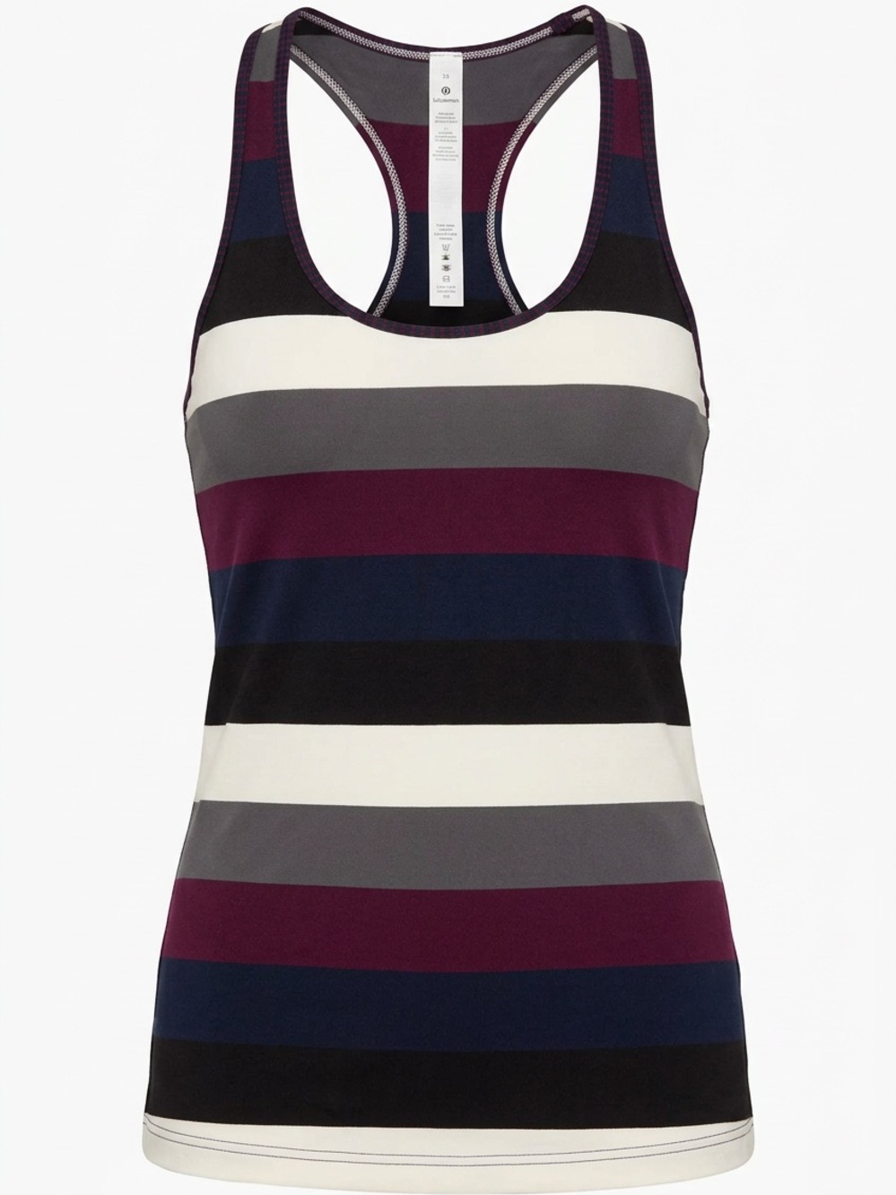 Lululemon Striped Racerback Tank Top Burgundy Navy Gray Size 12
